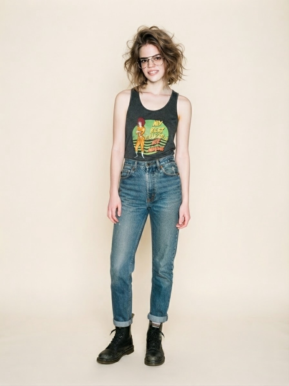TMNT April O'Neil Graphic Tank Top Dark Grey Small Teenage Mutant Ninja Turtles